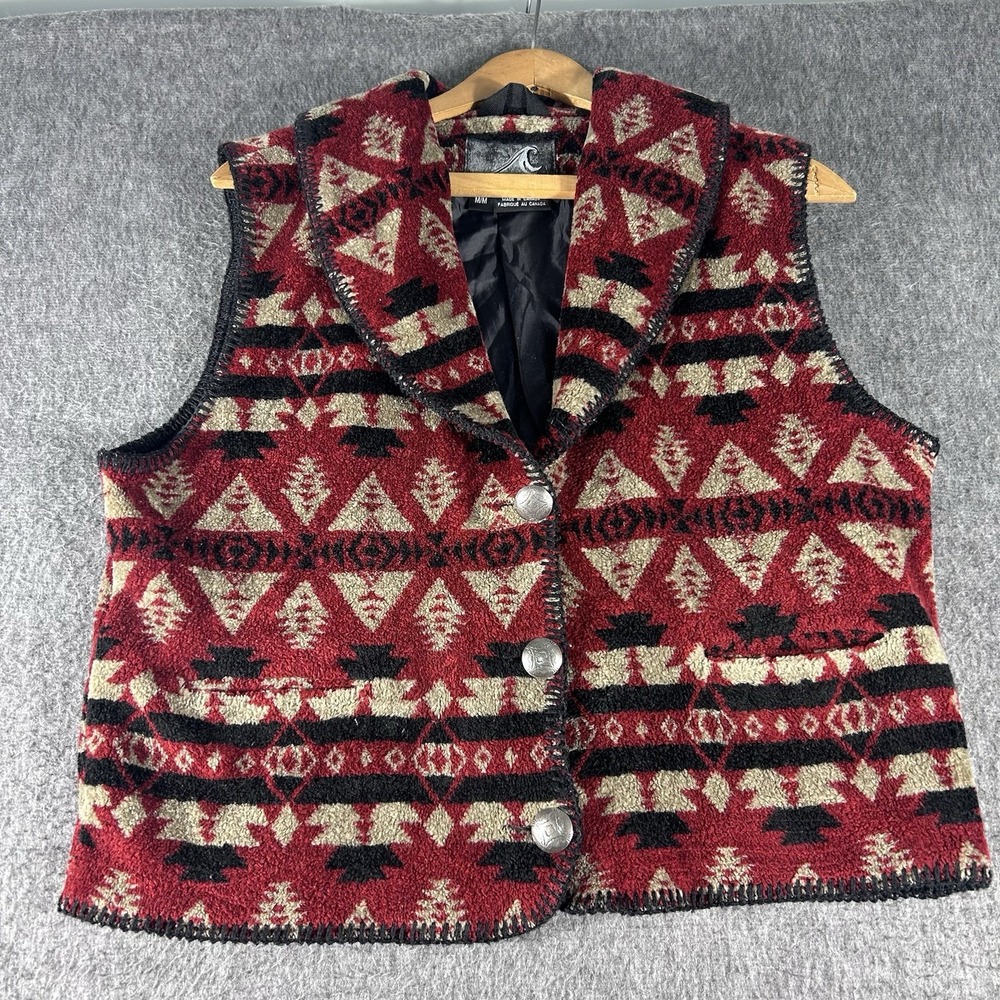 Women's Aztec Western Southwest Equestrian Tsunami Fleece Vest Size M Cowgirl